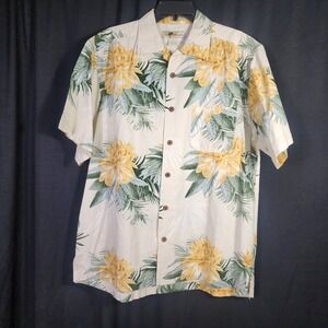 Joe Marlin Men Tropical Floral Print Button Up Shirt XL Cotton Rayon Aloha Beach